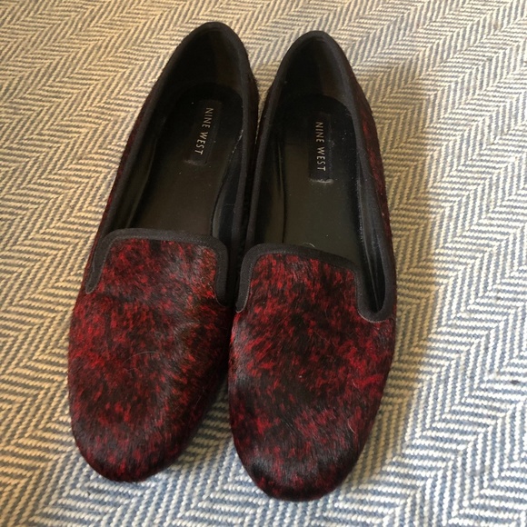 FINAL PRICE:  Red and Black Nine West Loafers - Picture 1 of 6